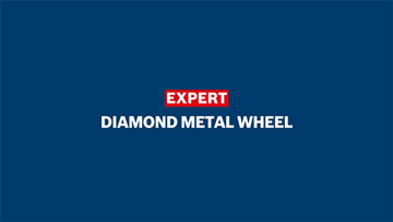 A blue background with white text: "EXPERT DIAMOND METAL WHEEL".