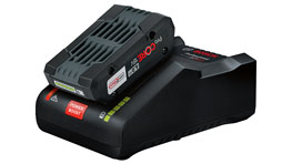 A Bosch Professional battery charger in black on a white background.