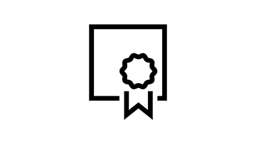 A black symbol shows a certificate with a seal.