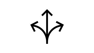 Black symbol with three arrows pointing in different directions.