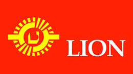 A red logo with a yellow lion and the text 'LION'.